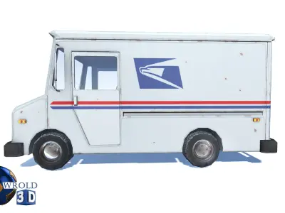 Mail Car lowpoly vehicle 3d model Low-poly 3D model