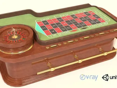 Casino Roulette Game Table Low-poly 3D model