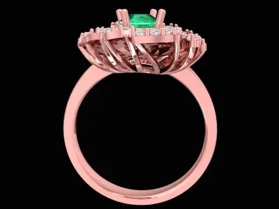 Luxury Floral Emerald Diamond Ring 3134 3D print model