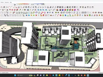 luxury shopping mall with balcony residential apartment 3D model