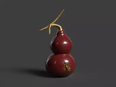 Chinese red gourd  Low-poly 3D model
