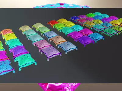 Royal Pillow Set Low-poly 3D model