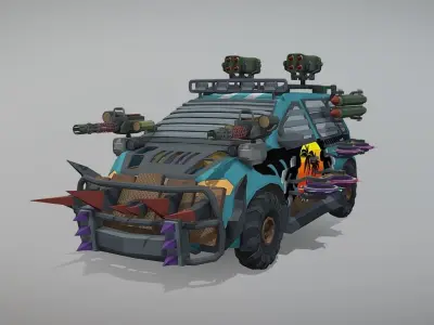 Low Poly Post Apocalypse Sport Car Low-poly 3D model