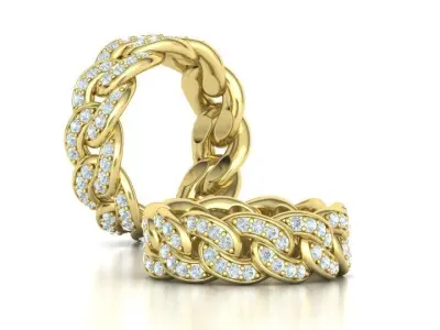 DIAMOND Cuban Link Heavy Chain Ring 9mm Wide 10US Size 3dmodel 3D print model