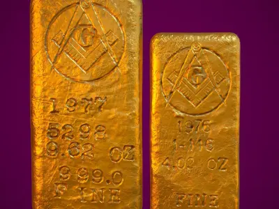  3D Gold Bars Antique Set  Low-poly 3D model