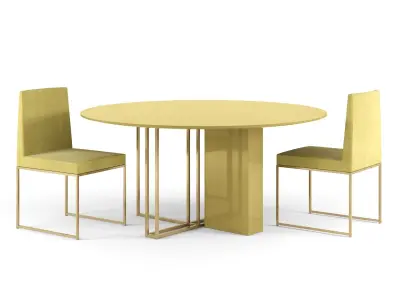 MERIDIANI Plinto Round Table and Rider Chairs 3D model