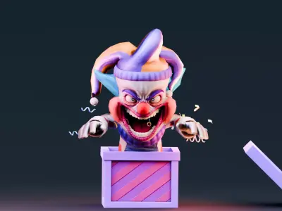 Stylized Halloween Props - Creepy Jack in the Box  Low-poly 3D model