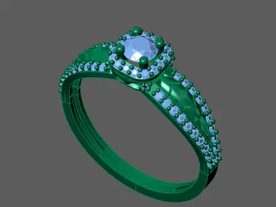 Womens Rings With Stone Ring Ready STL 3DM Models Rings women 3D print model