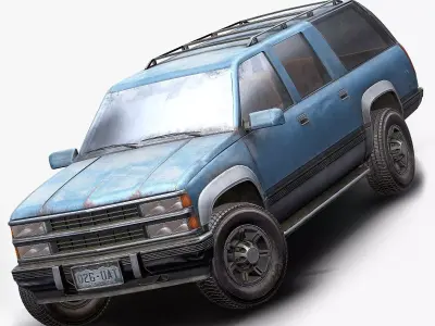 Old Suv car low poly Low-poly 3D model