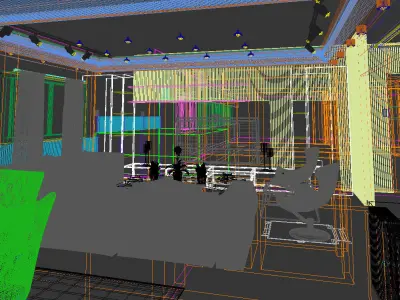 Realistic low poly Interior living and dining room scene Low-poly 3D model