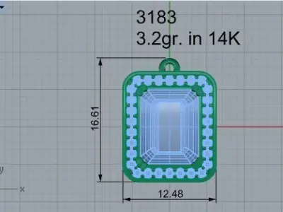 Emerald Halo Pendant 3183 3D print model