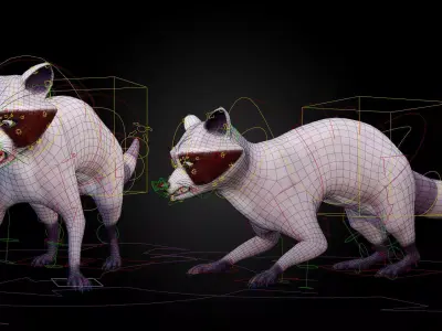 Stylized Raccoon - Rigged Cartoon Animal Character Low-poly 3D model