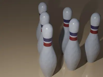 Bowling pin with red and blue lanes Low-poly 3D model