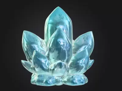 Aqua Lotus Crystal Low-poly 3D model