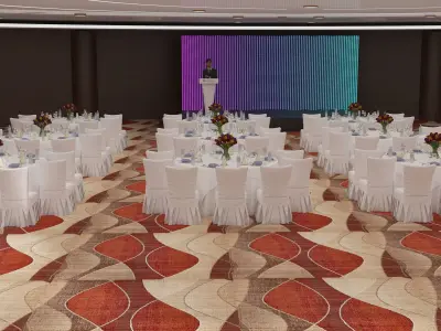 hall 25mx25m with stage and booths  3D model