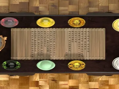 Chinese monk kid  and  bamboo slip  3D model