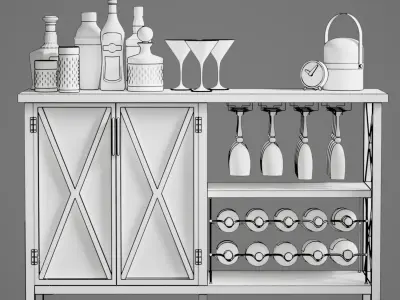 Contemporary Mini Bar Cabinet  3D model