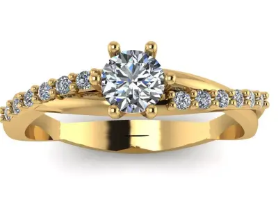 Twisted Band Ring with Central Brilliant Stone 3D print model