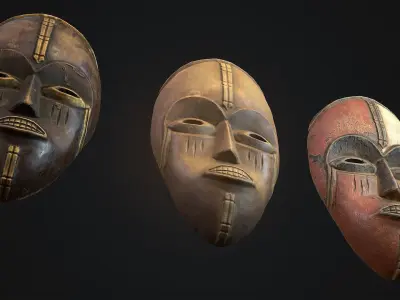 African mask 4 Low-poly 3D model