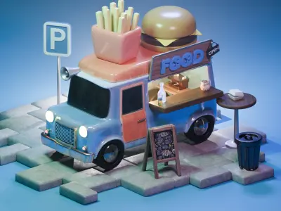 food truck stylized 3D model