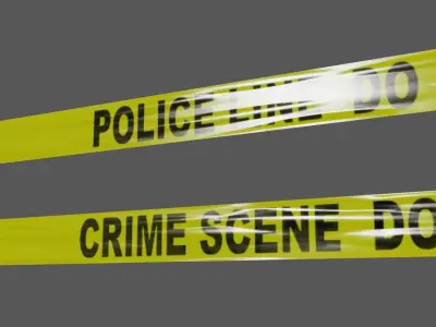 Police Line Do Not Cross Tape and Post Low-poly 3D model