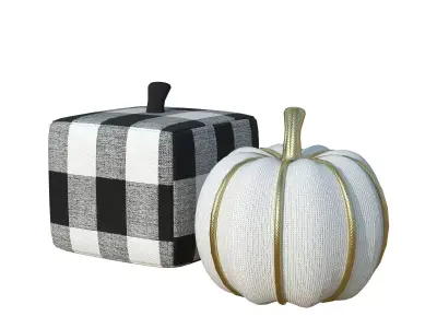  Fabric Pumpkin Decor SET 2 3D model