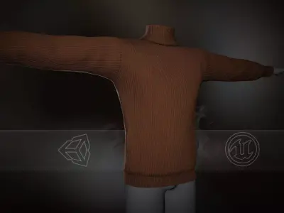 Brown Winter Turtleneck Low-poly 3D model