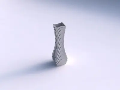 Vase larger opening rectangle with horizontal wavy layers 3D print model