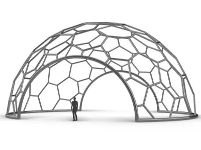 Hexagonal Dome structure Geodesic Like Wireframe Design V2 3D model