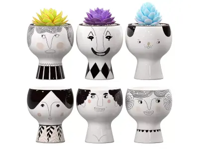 Flower Me Happy Pots 02 3D model