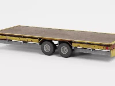 Old Utility Trailer V2 - Drop Deck Vehicle Base Low-poly 3D model