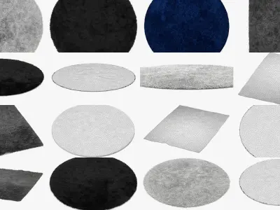 Collection of carpets and skins with wool of 20 pieces