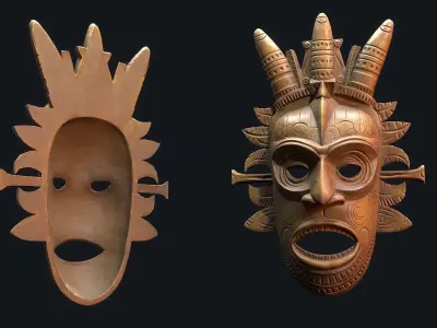 African mask 6 Low-poly 3D model
