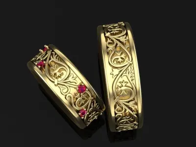 wedding ring with stones 3D print model