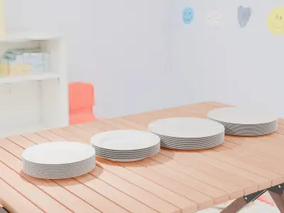 Plates And Dishes Low-poly 3D model