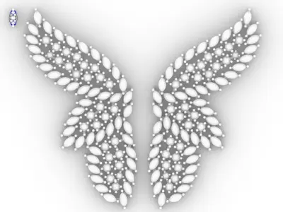 Luxury Butterfly Diamond Earrings 3D Model   High Jewelry Design 3D print model