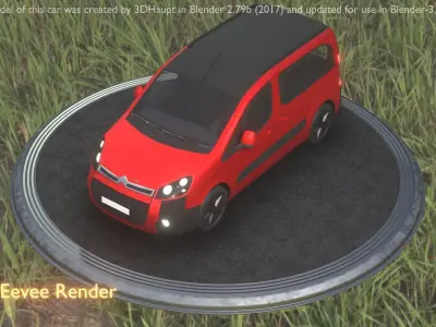 City Car 38 Utility Vehicles Van Type-D Red Low-poly 3D model