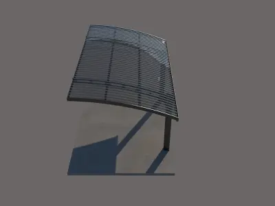 Modern One Wing Carport 3D model 3D model