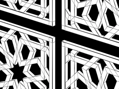 Arabic Islamic pattern decorative gold plaster 3D model