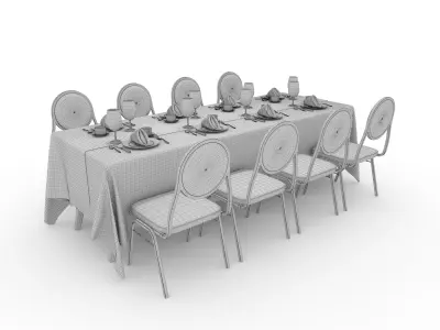Banquet Table and Chair 86 3D model