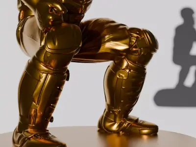 Baseball Player  Catcher in Defensive Stance  Print Ready 3D  3D print model