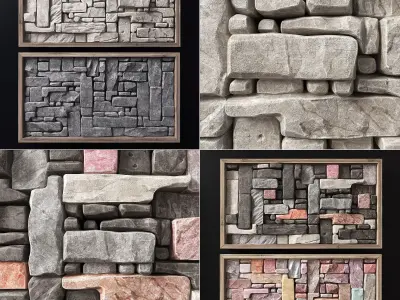 Stone rock panel frame n1 3D model