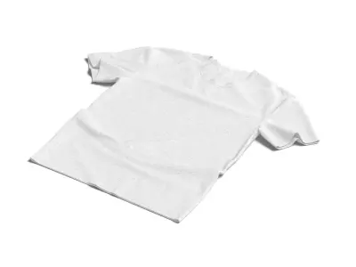 Flat Lay T-shirt - wrinkled casual tshirt Low-poly 3D model