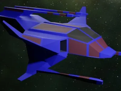 Space Fighter fantasy Low-poly 3D model Free low-poly 3D model