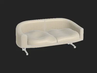 old tagged doble sofa Low-poly 3D model