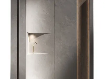 Corner wall section Plaster and wood niche partition 3D model