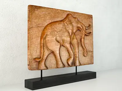 Antique Indian Elephant Relief Panel 3D model
