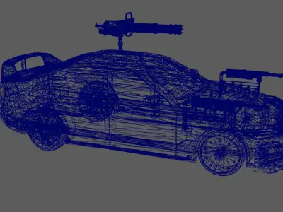 Next generation armed small car Low-poly 3D model