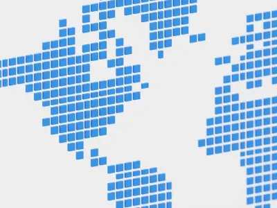 Pixel World Map Low-poly 3D model