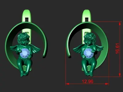 EARRINGS IN THE FORM OF ANGELS Printable Model 3D print model